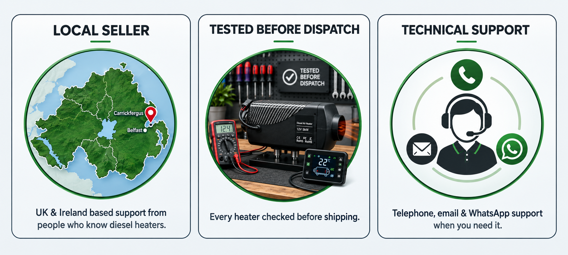 Diesel Heaters NI local seller, tested before dispatch and technical support